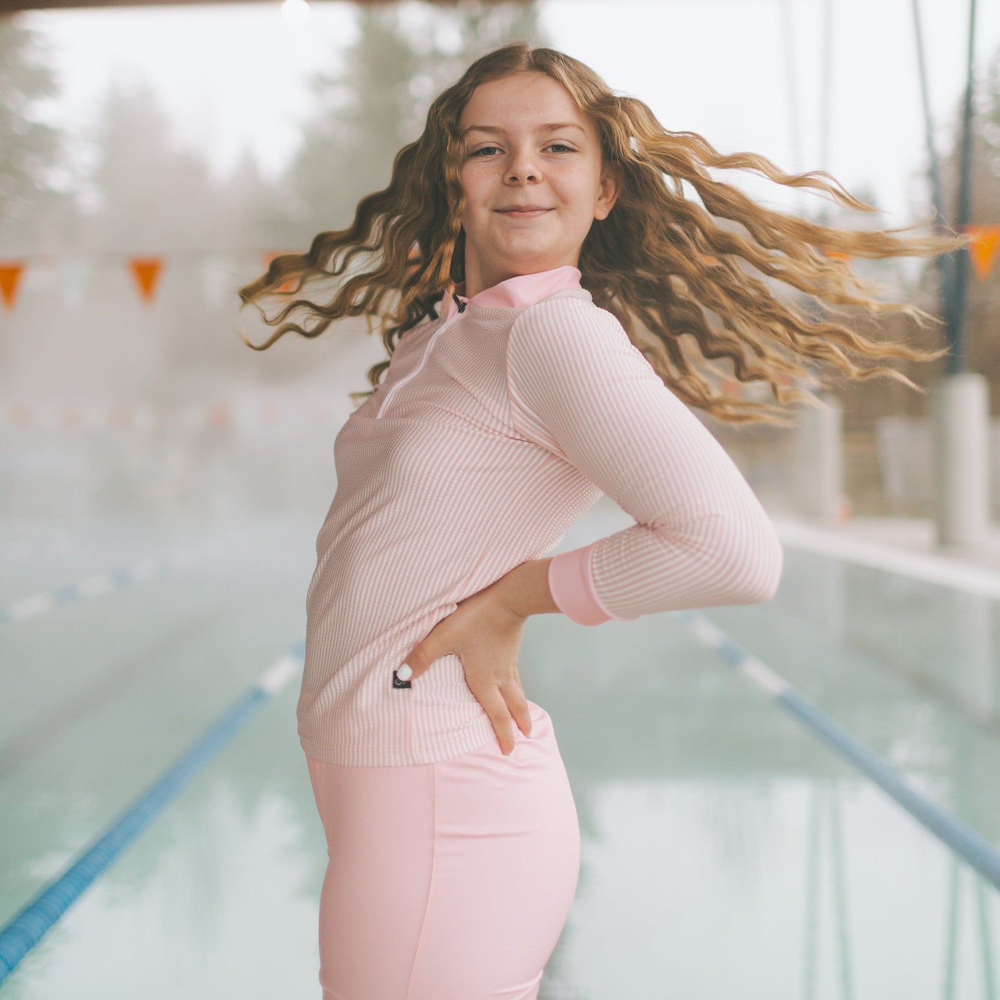 Rash Guard Shirt - Coral Seersucker