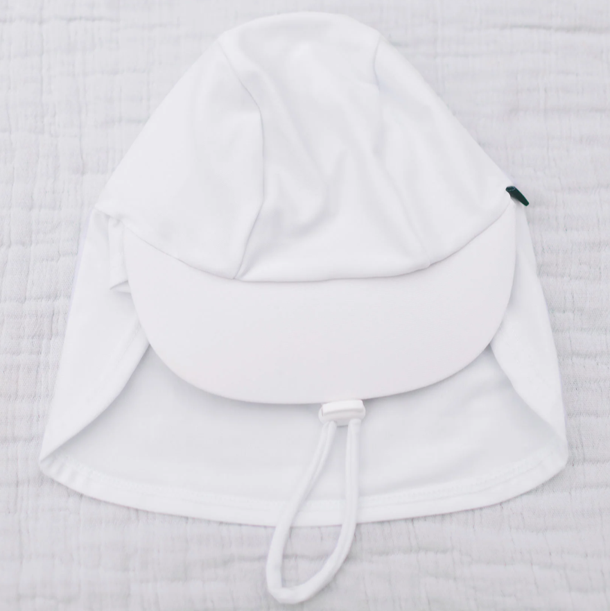White UPF50+ Full Coverage Sun Hat for Babies Kids Soft Visor