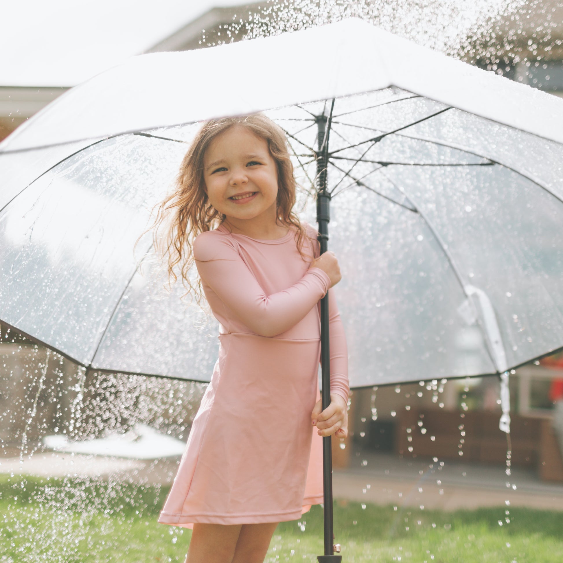Pink Sun Dress. UPF 50+ UV sun safe dress, quick drying with built in bodysuit.