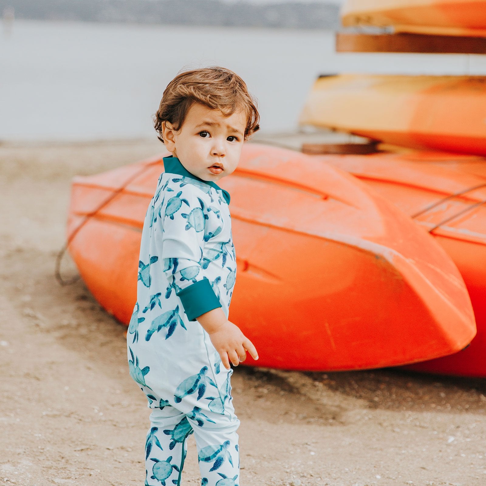 Baby Kids Sun Protective Swimsuit Turtley Cute – Honeysuckle