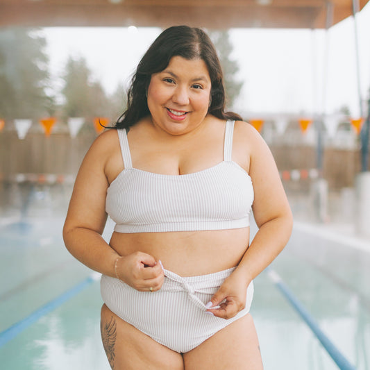 Women's Seersucker Bikini Top - Grey