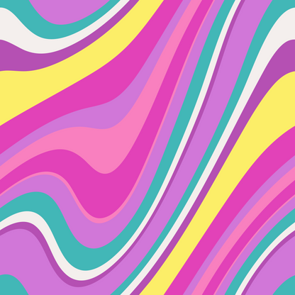Honeysuckle Swirl Power print featuring colourful swirling patterns creating a nostalgic retro-inspired graphic. 