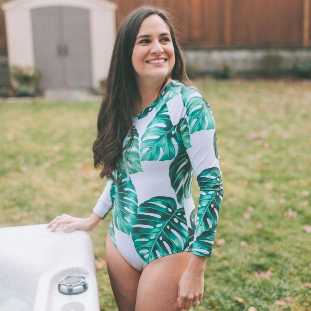 Women's long Sleeve Swimmers - Leaf of the Party