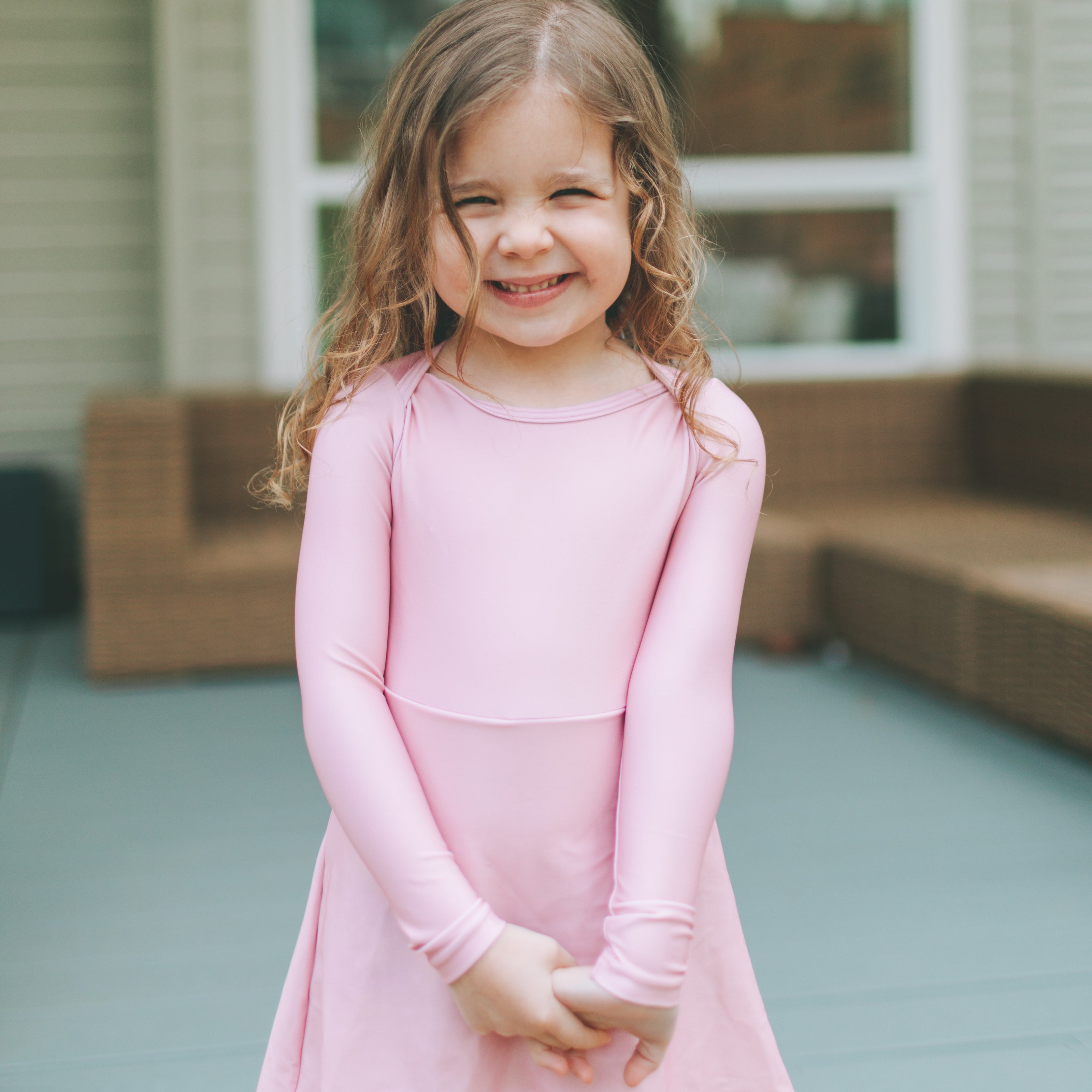 Pink Sun Dress. UPF 50+ UV sun safe dress, quick drying with built in bodysuit.